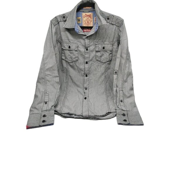 Sovereign Code Mens Shirt Size Medium Long Roll Tab Sleeve Light Gray Pocket - Picture 1 of 8